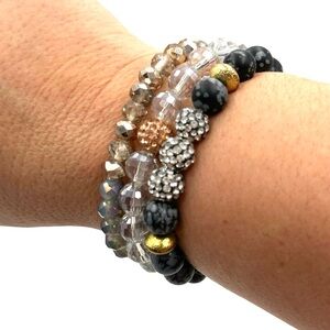 ERIMISH Elegant Multi-Color Beaded Bracelet trio Set